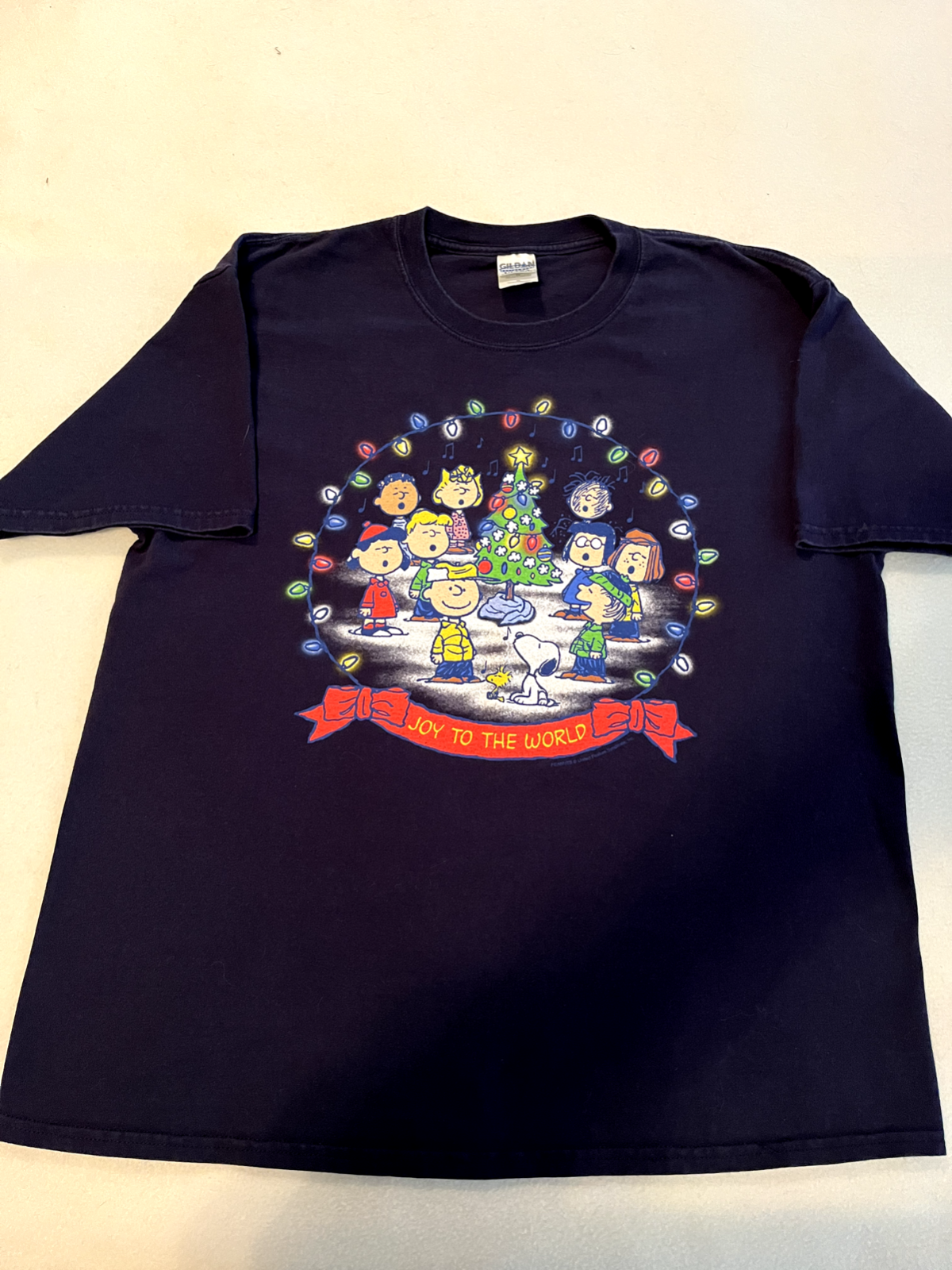 Vintage Navy Blue Peanuts Christmas T-Shirt 