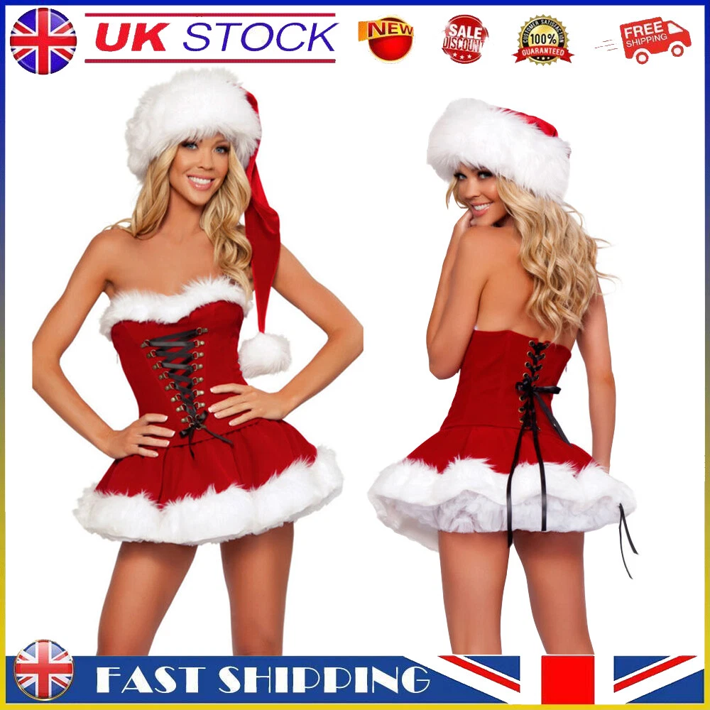 Womens Sexy Santa Outfit Ladies Miss Claus Costume Christmas Fancy