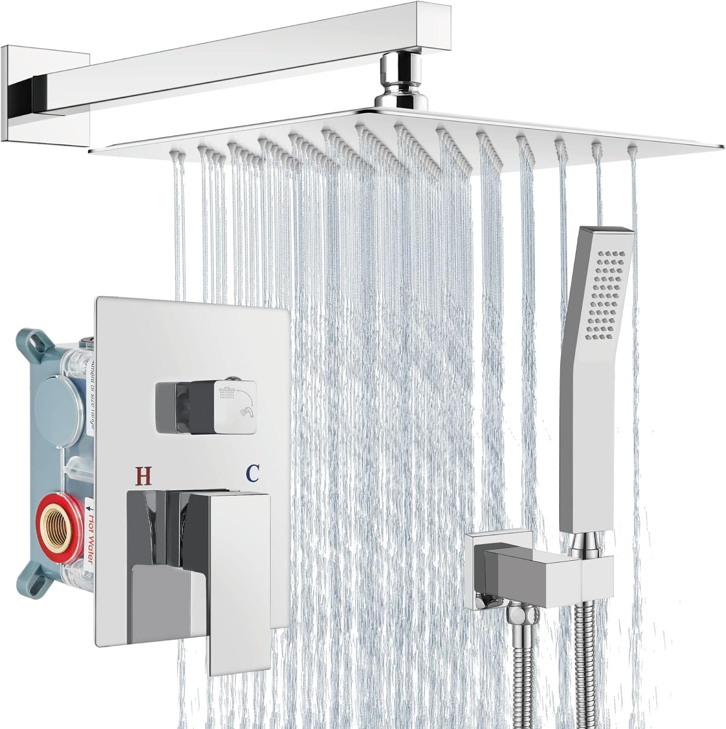 Shower Faucet Set Rain Shower System with Handheld Spray Bathroom Shower Combo R