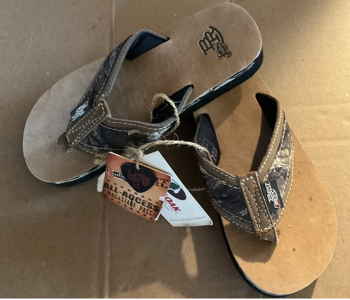 Justin Boots Rail Thongs flip flops sandals mossy youth kid western | eBay