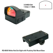 Reflex red dot sight 3.5 MOA red IR dot mini size low profile rail mount