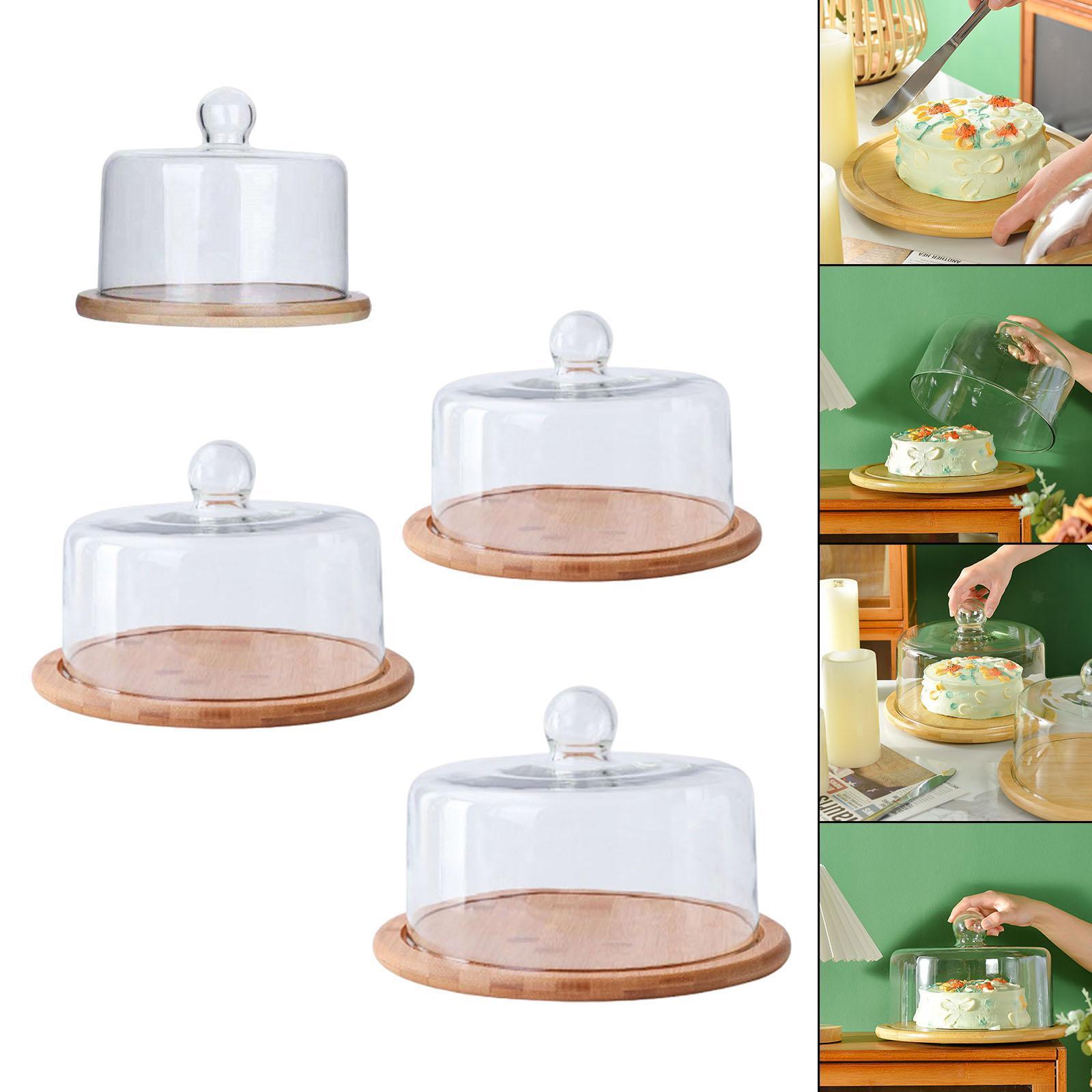 Wood Cake Dome, Salad Serving Platter Cake Display Server Tray Rotating
