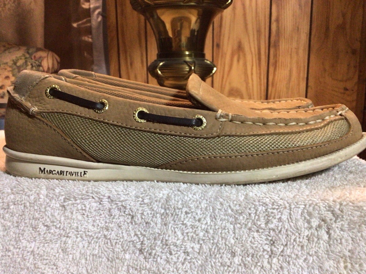 Womens MARGARITAVILLE Tan/Beige Leather Slip On Loafers Size 