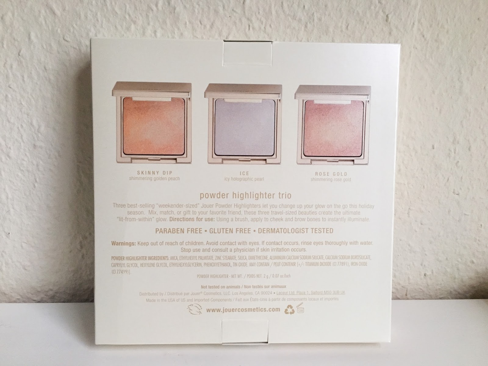 BNIB JOUER Cosmetics Powder Highlighter Trio Set 2 Skinny Dip, Ice