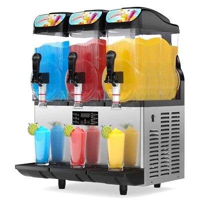 GENERSEE 3×15L Commercial Slushy Machine,Frozen Drink Maker,Margarita Maker
