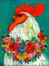 Rooster Tile Backsplash Bonnie Siebert Floral Art Ceramic Mural POV-BSA003