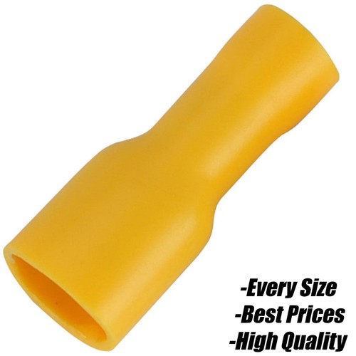 YELLOW Female Spade Terminals Fully Insulated Crimp Connector Wire