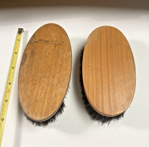 2 British Military WWII natural bristol & bone hairbrushes 1940"s