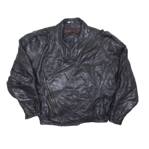 Vintage MARIO ZARELLI Biker Leather Jacket Black 90s Mens M - Afbeelding 1 van 6