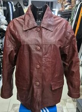 ART COLLECTION used leather jacket women woman size L Bordeaux LLR19