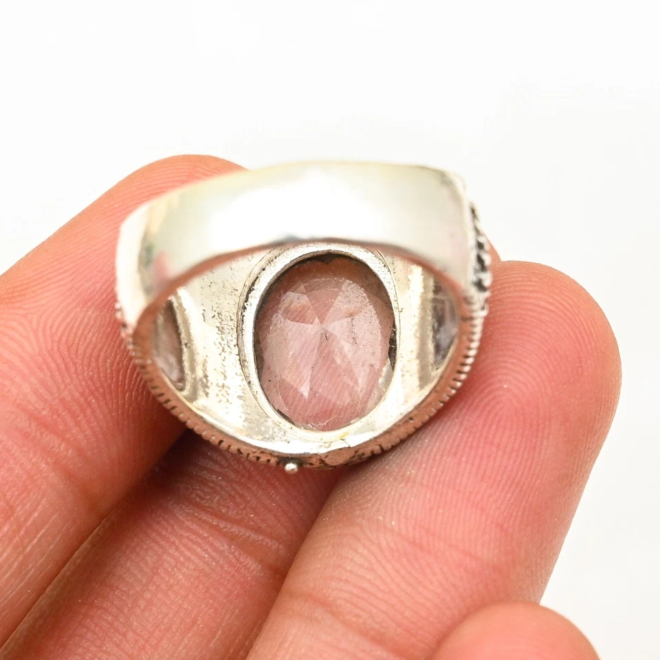 Hermoso anillo de cristal para hombre de plata de ley 925, todas las tallas M485 Foto 3 de 4