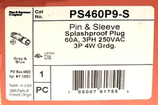 PASS SEYMOUR LEGRAND PS460P9 S Pin Sleeve Splashproof Plug 60 AMP 250 VAC 3Phase