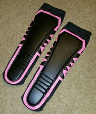 KICKPADS Lowki Style Wrestling Gear Black with Pink Outline - TRUNKS TIGHTS NEW