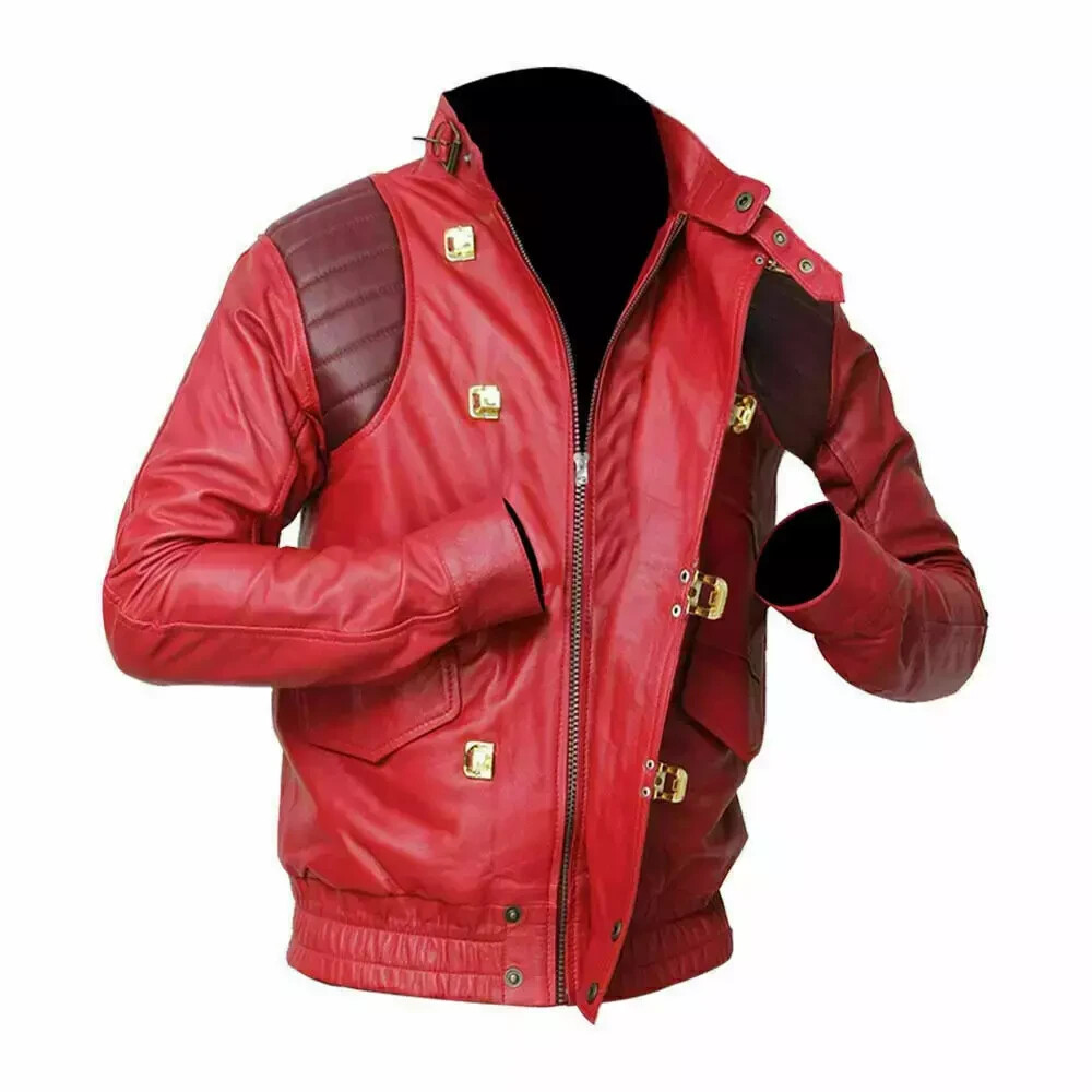 Akira Kaneda Red Leather Jacket | Vintage Motorcycle Café Racer Biker for Men