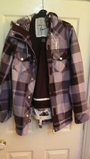 Women Nike Snowboarding Coat Large Purple Tartan And Paisley