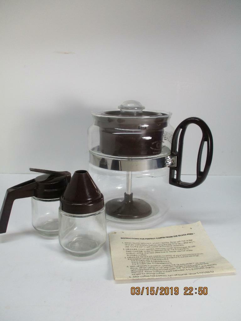 Gemco The Glass-Perk Coffee Percolator Brown With Matching Sugar