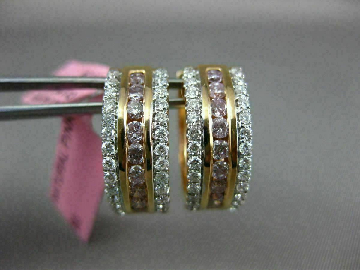 FILA ORECCHINI HUGGIE ESTATE 1 54 CT DIAMANTI BIANCHI E ROSA ORO ROSA 18KT 3D 3 FILE CUORE