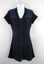 e-ko Logic Women's 100% Cashmere Colorblock Full Zip Sweater Dress Size S #C413