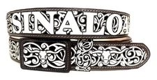 MEN'S SINALOA WESTERN LEATHER BELT COWBOY RODEO BELT. CINTO VAQUERO SINALOA