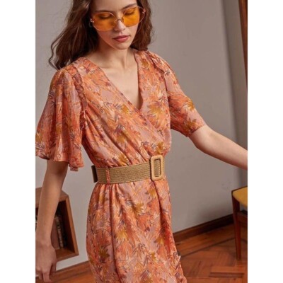 Grace & Mila Emilie Maxi Dress in Pink/Orange Size Medium