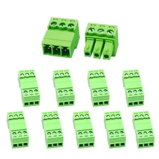 10 Set 3 Pin 3.81Mm Pitch Screw Terminal Block Connectors for 28-16AWG