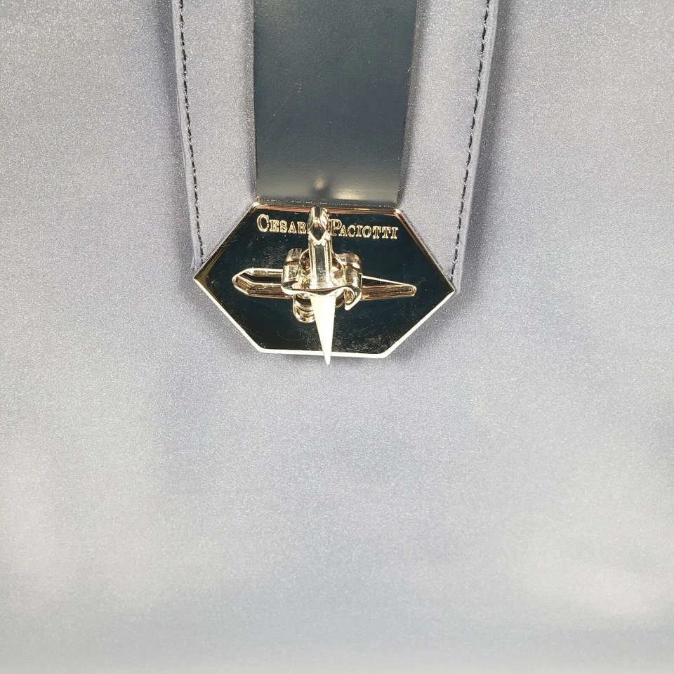 Bolso de mano Cesare Paciotti de tela azul de cuero Foto 3 de 4