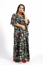 Indian Long Floral Printed Gown Kimono Maxi Dress Cotton Kaftan Dressing Gown