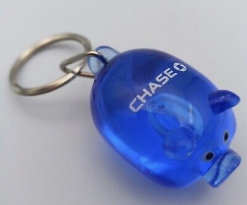 Chase Bank Blue Pig Keychain New in Wrapper - Picture 2 of 5