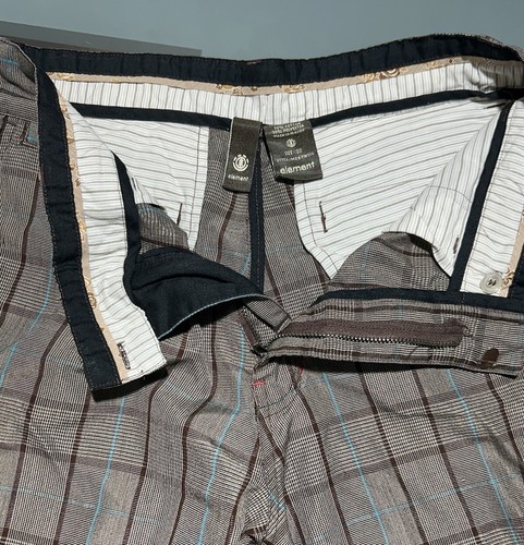 Element Vintage Shorts Mens 32 Blue Gray Plaid Flat Front Pockets Skateboarding - Picture 5 of 13