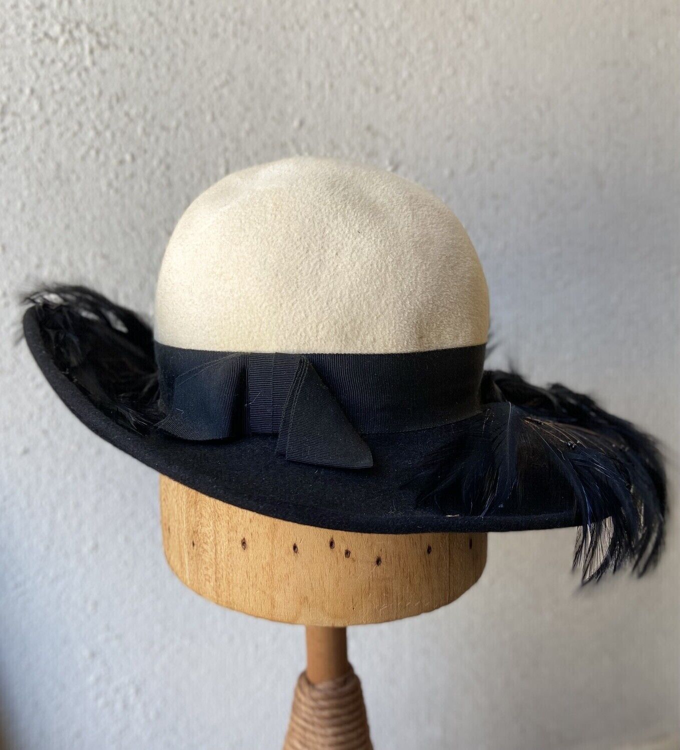 Bellini Black And White Feather Hat - image 1