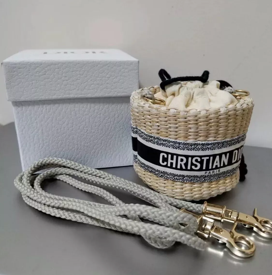Mini bandoulière bandoulière Christian Dior paille rotin beige nouveauté 100 % neuf