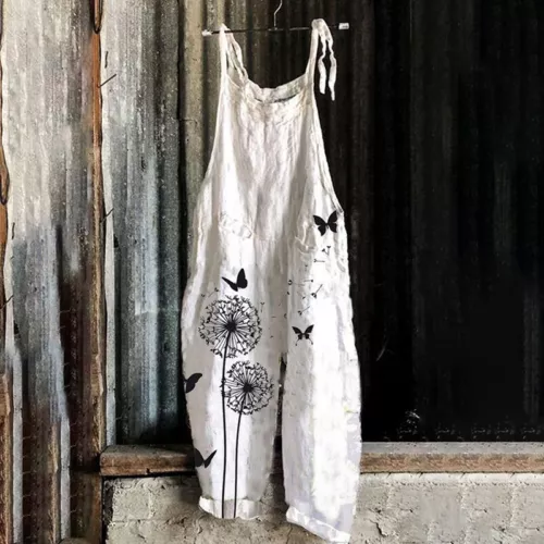 Women Floral Jumpsuit Baggy Dungaree Boho Ladies Summer Romper Playsuit Overalls - Picture 6 of 32