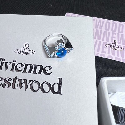 ★vivienne westwood★PETULLA リング / ロゴ クリスタル VIVIENNE WESTWOOD Petulla Blue Opal Orb ring size 7 New in