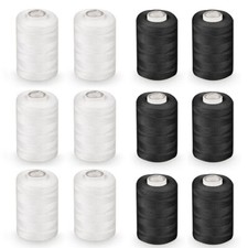 Filo da cucire filato per macchina poliestere 100% resistente nero e bianco 12pz