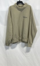 Fear of God Essentials Men's Mock Neck Sweatshirt Tan Logo Pullover Size XL