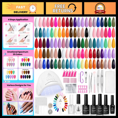 68 Pcs Gel Nail Polish Kit with UV Light, 35 Colors, Base & Top Coat, Soak Off M