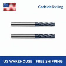 2 Pack 5/16" Soild Carbide End Mills - TiALN Coated - 4 Flute Center Cutting