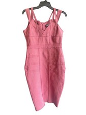 Fashion Nova Pink Bodycon Midi Dress Strappy Sleeveless V-Neck Size L