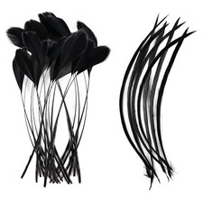 Black Feathers 120Pcs Craft Feathers 2 Style for Handmade 5-9Inch Black-120pcs