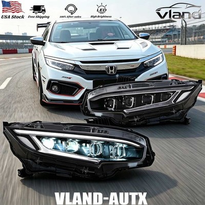 VLAND For Honda Civic 2016-2021 Modified Headlight Full LED W/Sequential LED DRL