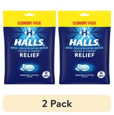 (2 pack) HALLS Relief Mentho-Lyptus Cough Drops, Economy Pack, 80 Drops