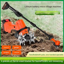 Handheld Electric Micro Tiller Hoe Rotary Tiller Mini Cultivator Cordless TillBw