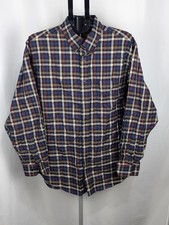 Roundtree Yorke Gold Label Perfect Performance Non-Iron Plaid Shirt Mens XL Blue