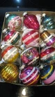 Vintage Christmas War Era Shiny Brite Glass Ornaments Stripes Shapes Indents