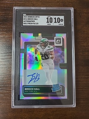 2022 Donruss Optic Breece Hall Auto Holo Prizm /125 Sgc 10/10🔥🔥
