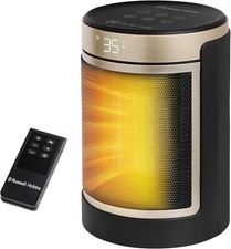 Image of Russell Hobbs Space Heater in Black & Gold 1500W Silent Portable Oscillating Cer
