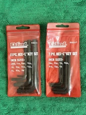 2 Sets of Eklind Hex Key Sets, 7 pc. 69207 & 11 pc. 69211, Made in USA, SAE