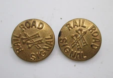 Gold Color Railroad Uniform Buttons: 2 Railroad Signal Buttons