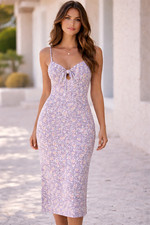 Zimmermann Dress Size 1 Rose Pink White Cotton Knot Front Arabesque Weaves VTG
