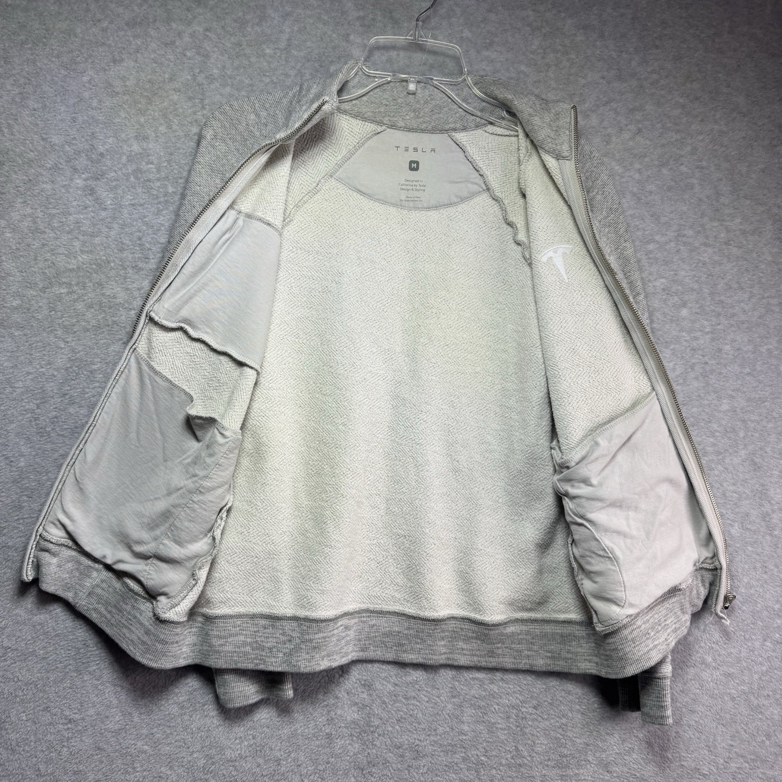 Tesla Zip Jacket Size Medium Gray Embroidered Log… - image 8
